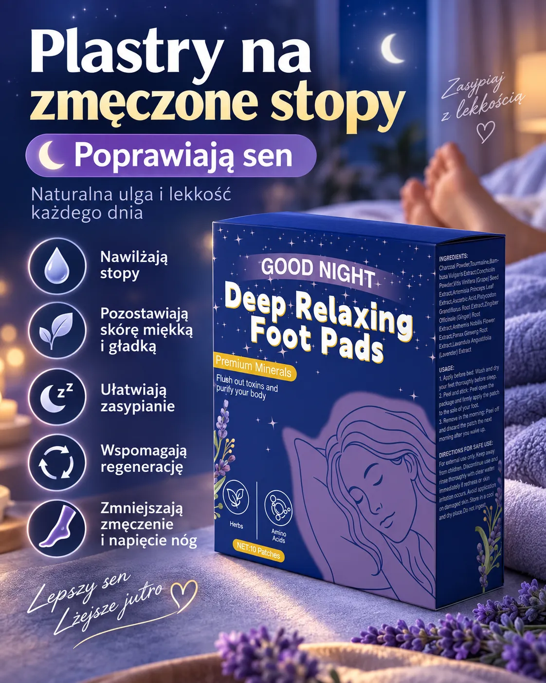 Plastry na stopy Good Night – Deep Relaxing Foot Pads